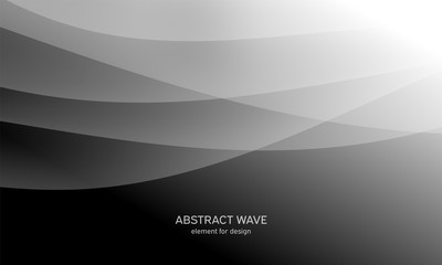 Obraz premium Abstract black background with smooth gray lines, waves. Modern and fashion. Gradient geometric. Vector illustration.