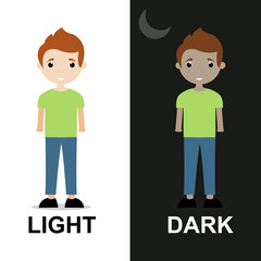 Light and Dark comparison kids vector illustration design	