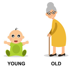 Young and Old comparison kids vector illustration design	