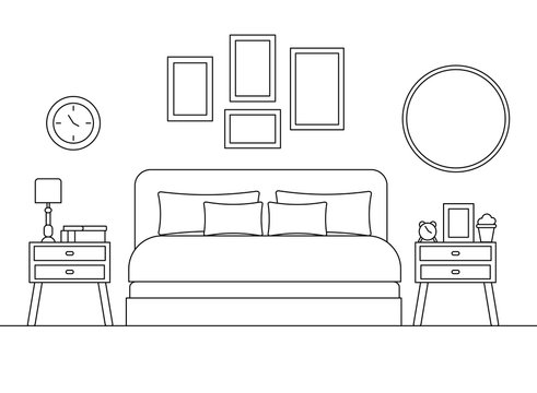 Learn How to Draw One Point Perspective Bedroom (One Point Perspective)  Step by Step : Drawing Tutorials