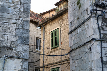 Fototapeta na wymiar Stone buildings in the old district of Split in Croatia