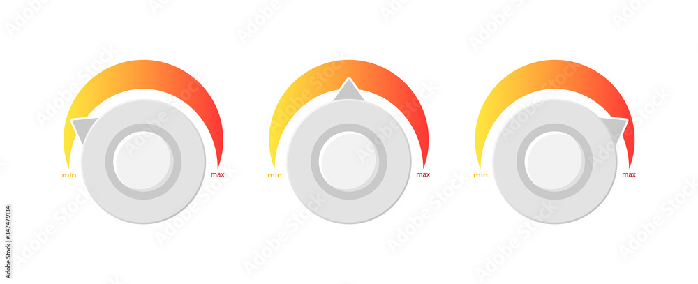 Poster scales meter. flat speedometer. power levels. vector icon gauge.