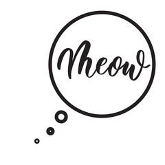 Meow. Concept inscription typography design logo.