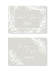 Design wedding invitation template with bird feather.