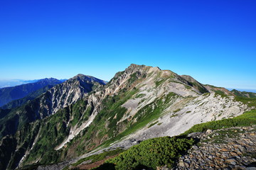 Blue sky an mountain in Shirouma dake, Nagano