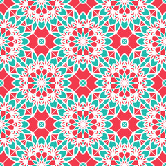 Seamless texture with arabic geometric ornament. Vector asian mosaic pattern with alternating decorative elements