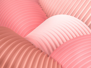 Abstract backgorund with curved pink stripes and waves. 3d render. Background or mockup for cosmetics or fashion. Use for product identity, branding and presenting. Minimalist background