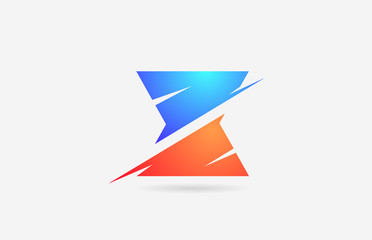 X blue white alphabet letter logo icon for business and company with line design