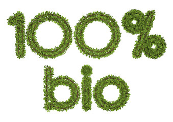 3D full bio text on white background. Leaf style text.