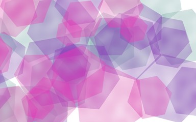 Multicolored translucent hexagons on white background. Red tones. 3D illustration