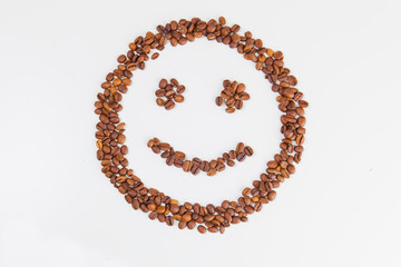 roasted coffee beans on a white background