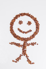 roasted coffee beans on a white background