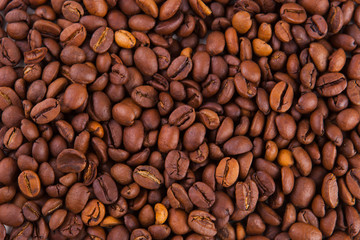 roasted coffee beans on a white background