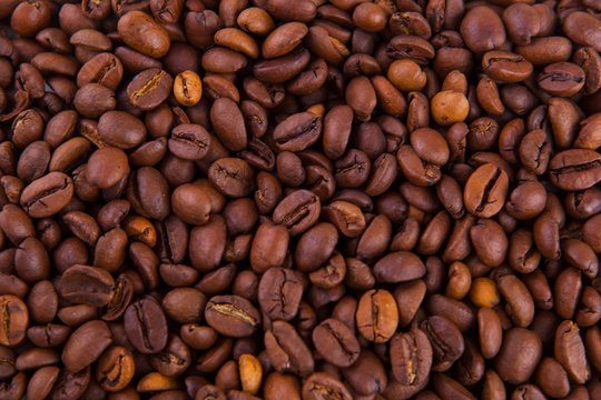 roasted coffee beans on a white background © xl1984