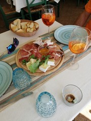 Sea style served table in Italian restaurant