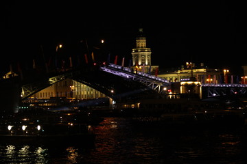 Fototapeta na wymiar night lights view of the bridge 
