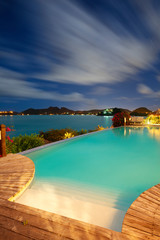 Pool And Caribbean Sea At Night, Antigua