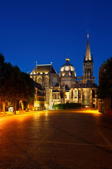 Fototapeta na wymiar Aachen Cathedral At Night, Germany