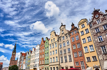 Fototapeta premium The historic town hall and tenement houses building in Gdansk..