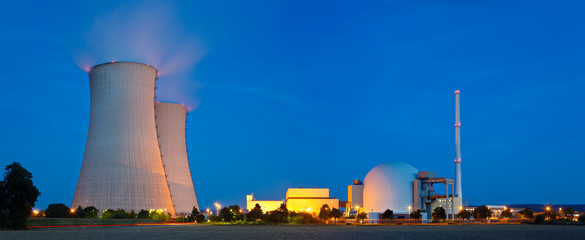 Nuclear Power Station At Night - 347487961