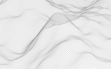 Abstract landscape on a white background. Cyberspace grid. hi tech network. 3d illustration