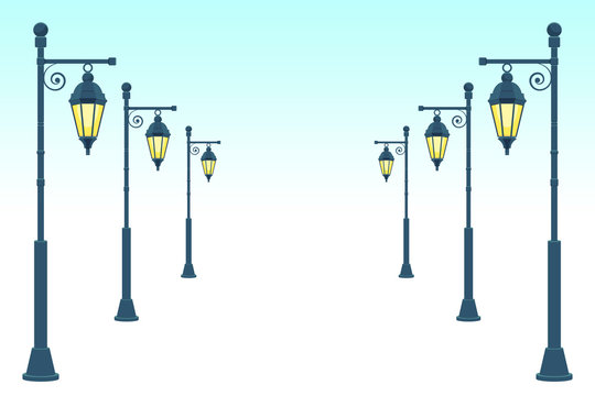 Vintage street lamp vector design illustration isolated on white background