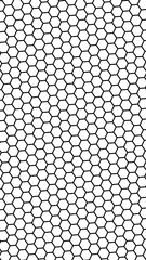 Black honeycomb on a white background. Perspective view on polygon look like honeycomb. Isometric geometry. Vertical image orientation. 3D illustration