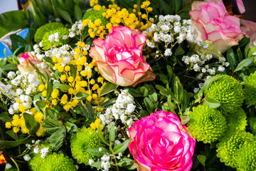 Flowers at the flower market, Bouquet ideal for Mother's Day, Woman's Day, Valentine's Day