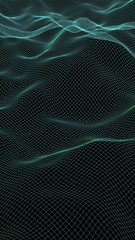 Abstract landscape background. Cyberspace green grid. hi tech network. 3D illustration