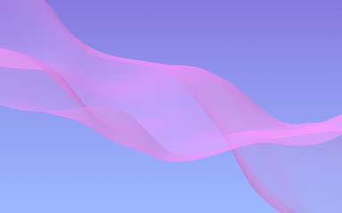 Pink wave on blue sky abstract background. Fluttering pink scarf. Waving on wind pink fabric. 3D illustration