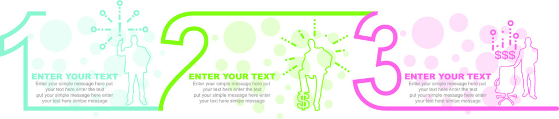 Minimal business infographic template with number 3 options or steps colored