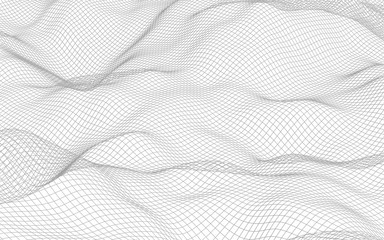 Abstract landscape on a white background. Cyberspace grid. hi tech network. 3d illustration