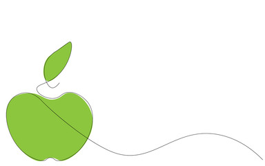 Apple fruit green background, vector illustration