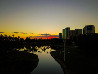 Fototapeta na wymiar Ala Moana Park Sunset