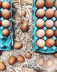 Eggs on the straw background