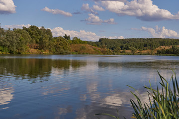 Fishing on the lake in the village of Dronovo.