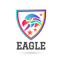 Falcon,eagle logo icon vector illustration design. Gradient Color