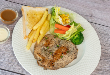 Pork, Beef, Salmon, T-bone, Sirloin, Steak Selections