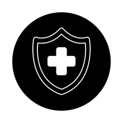 Obraz premium medical cross in shield isolated icon