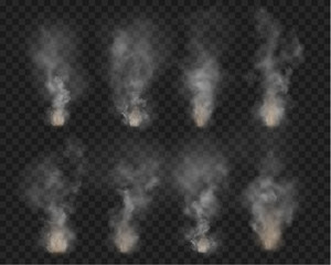 fog and smoke. fire isolated on transparent background