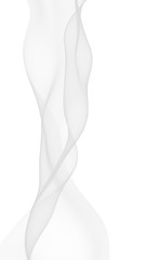 White abstract background. Fluttering white scarf. Waving on wind white fabric. 3D illustration