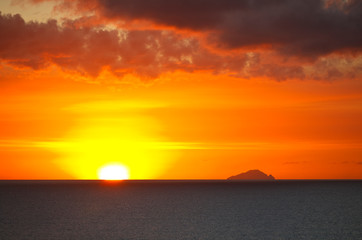 Redonda With Colorful Sunset, Antigua
