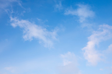 Beautiful white Cirrus clouds in a blue sky. Background and texture of the sky