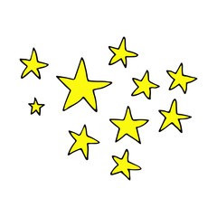 Falling star. Handdrawn doodle vector icon icon. Space sky travelling symbol. Naive style.  Isolated on white background.
