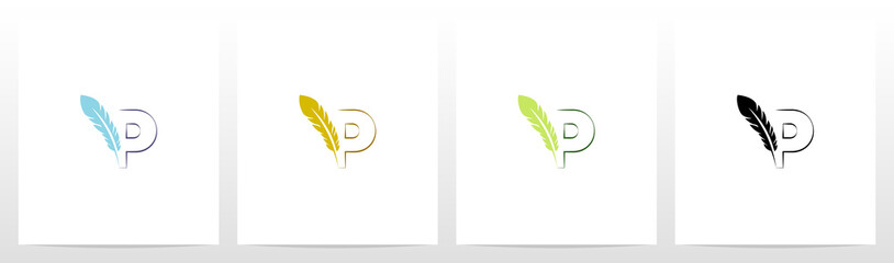 Feather Quill On Letter Logo Design P