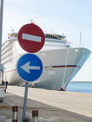 Modern and luxury Hapag-Lloyd Cruises cruiseship or cruise ship liner MS Europa 2 in port of...