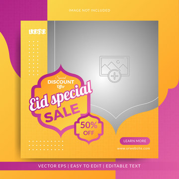 Eid Special Sale Promotion Banner For Instagram Post Template