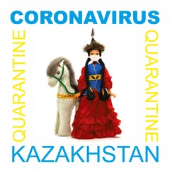 Obraz premium A doll in a Kazakh costume and a mask that protects against coronavirus