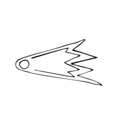 Meteorite. Handdrawn doodle vector icon. Space sky travelling symbol. Naive style.  Isolated on white background.
