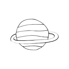 Planet. Handdrawn doodle vector icon. Space sky travelling symbol. Naive style.  Isolated on white background.
